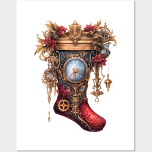 Steampunk Christmas Sock Posters and Art